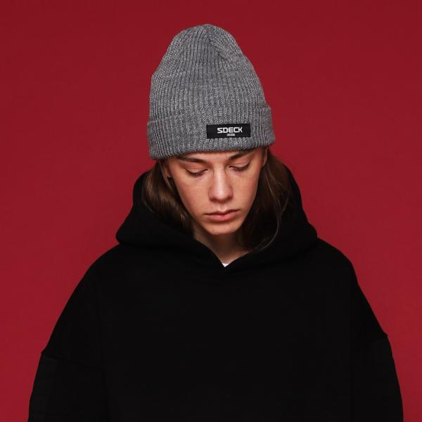 5C-009 LOGO LABEL LONG BEANIE GRAY