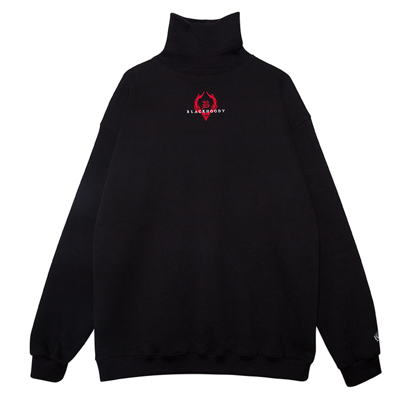 CROWN LOGO TURTLENECK SWEATSHIRT BLACK