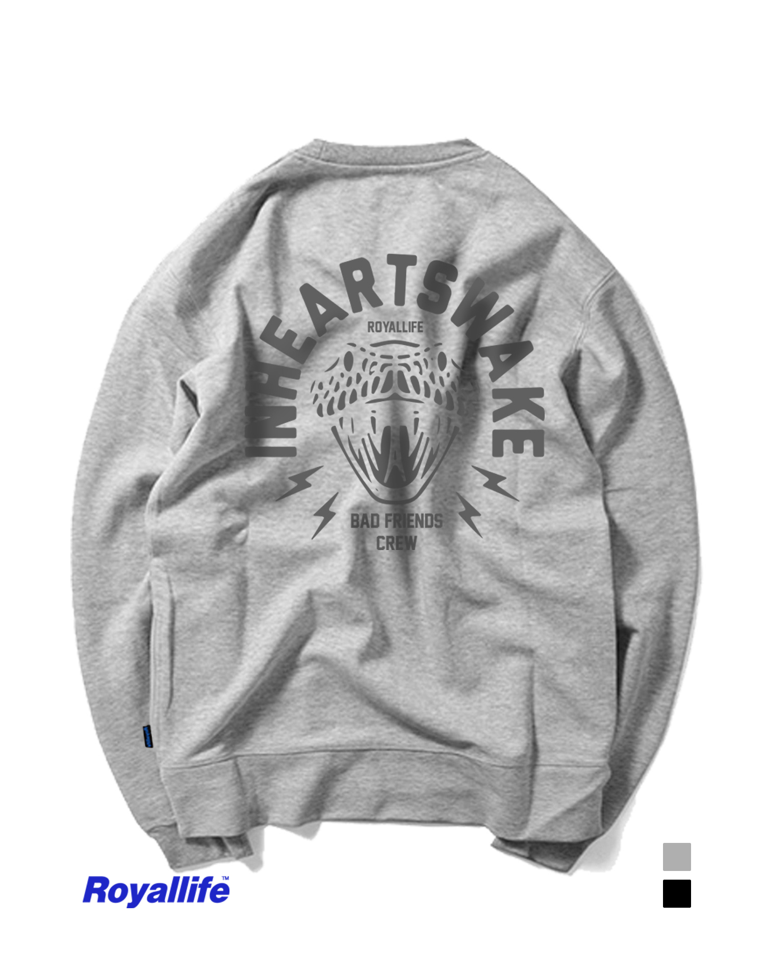 RLCN120 BAD FRIENDS SNAKE SWEAT SHIRT - 2COLORS