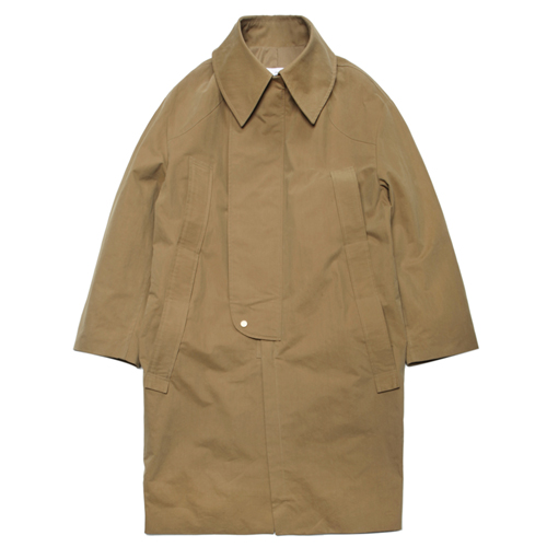 OVER-FIT DOUBLE PLACKET LONG COAT-BEIGE