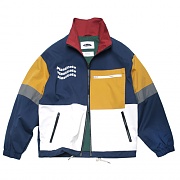 PLASTICATE COLOR-BLOCK COACH JACKET-BLUE