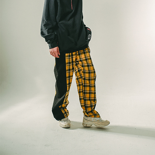 [104]CHECK PATTERN DENIM PANTS