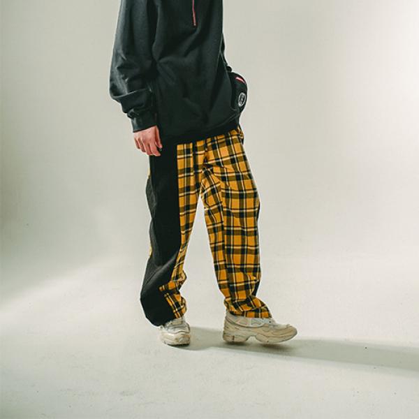 [104]CHECK PATTERN DENIM PANTS