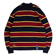 [ROMANTIC CROWN] STRIPED MIDDLE NECK_NAVY