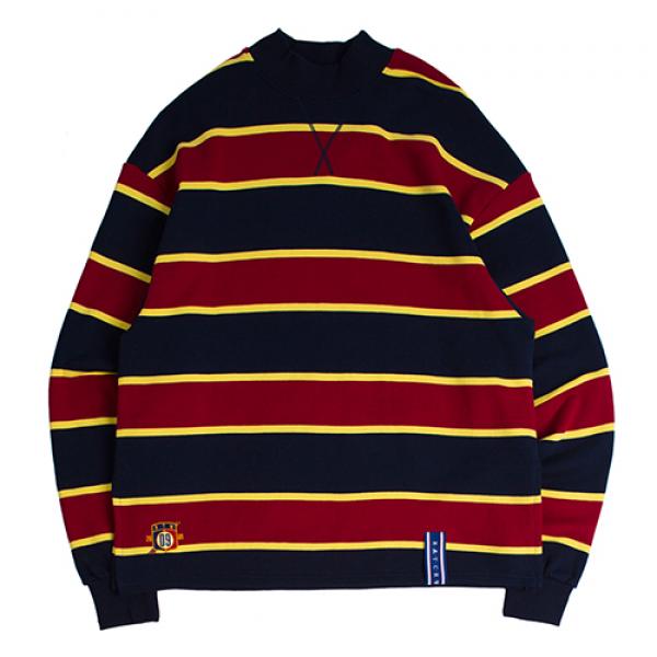 [ROMANTIC CROWN] STRIPED MIDDLE NECK_NAVY