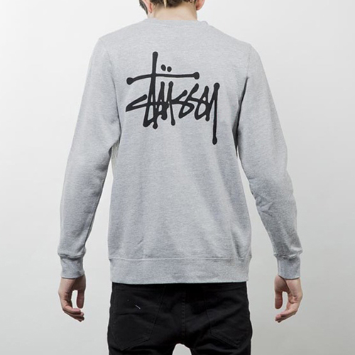 BASIC STUSSY CREW-GRY(blk)