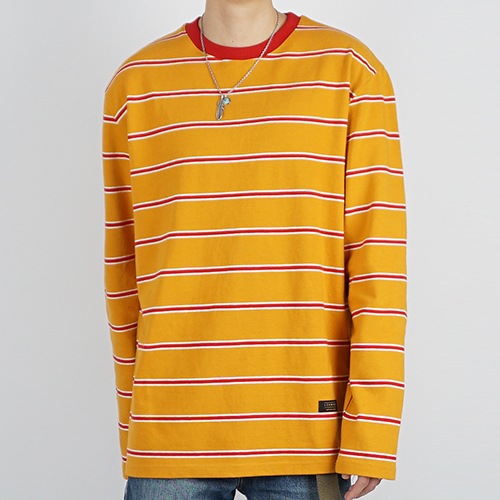 3LINE STRIPE L/S TEE (MUSTARD)