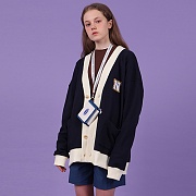 N logo oversized cardigan-navy