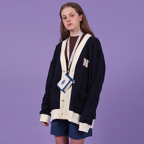 N logo oversized cardigan-navy