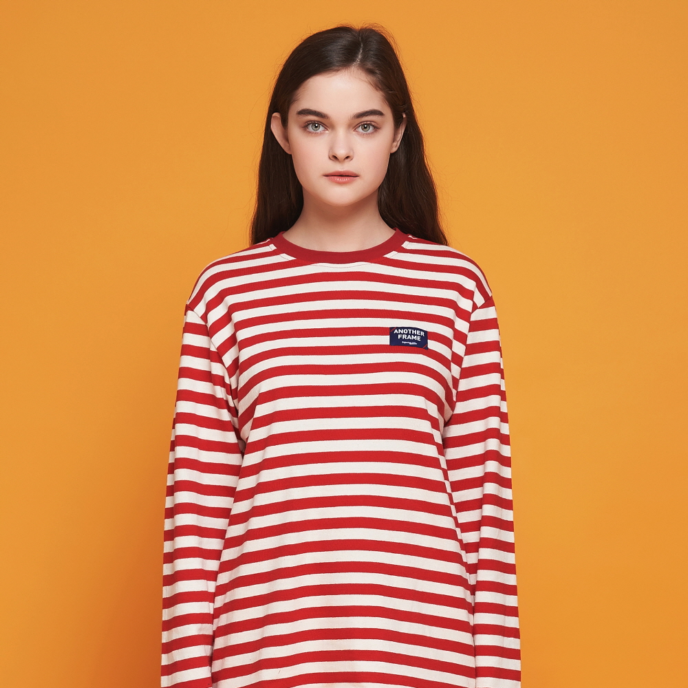 [] ANOTHER FRAME - AF LABEL STRIPE T-SHIRT (RED/WHITE)  Ƽ Ƽ