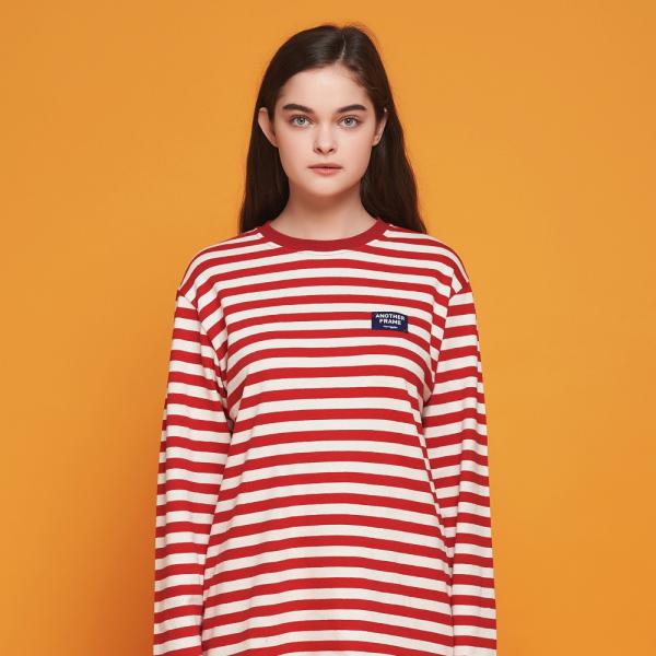 [] ANOTHER FRAME - AF LABEL STRIPE T-SHIRT (RED/WHITE)  Ƽ Ƽ