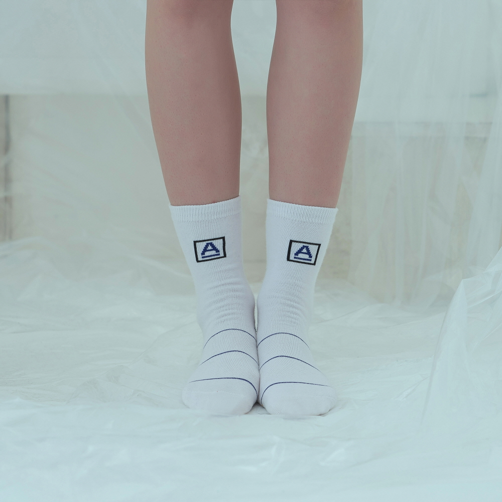 [] ANOTHER FRAME - A-FRAME BLUE LINE SOCKS (WHITE) 縻