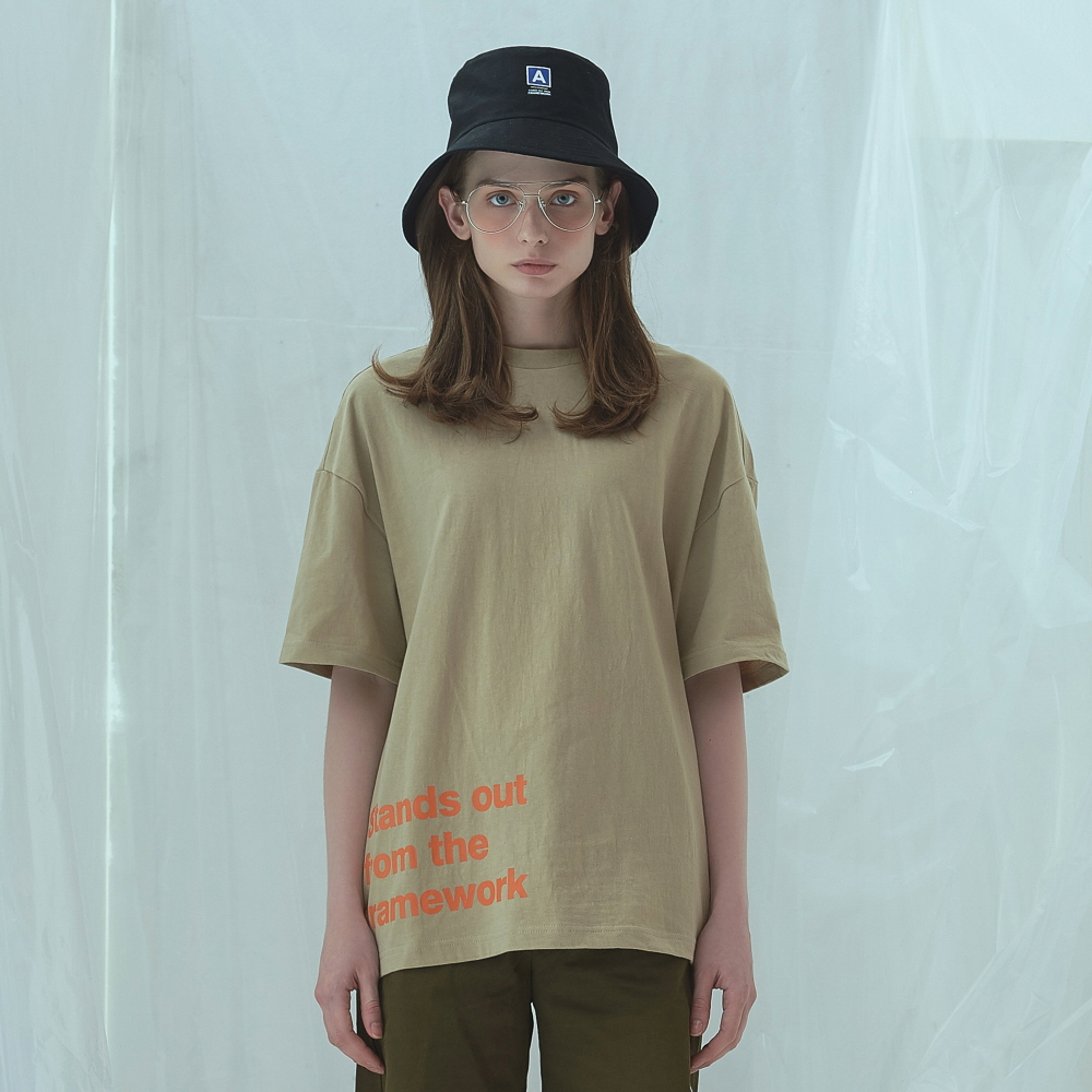 [] ANOTHER FRAME - AF COLOR SLOGAN T-SHIRT (BEIGE)  Ƽ Ƽ