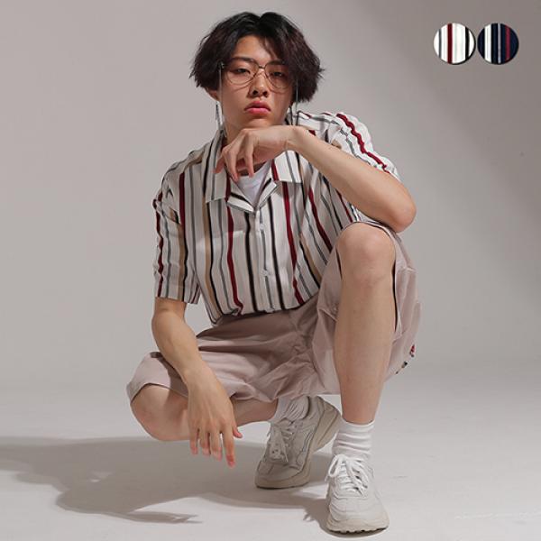 Retro Striped Open Shirts(2color)(unisex)