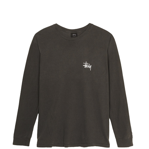 BASIC STUSSY PIG. DYED LS TEE-BLACK