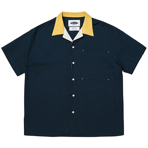 Multi Panel Open-collar Shirts  (navy)