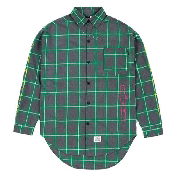 STIGMA GUADALUPE OVERSIZED CHECK SHIRTS GREEN