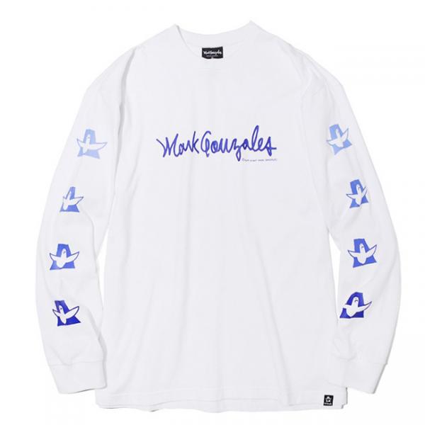 (LT02) GRADATION ANGEL LOGO LONG SLEEVE TEE WHITE