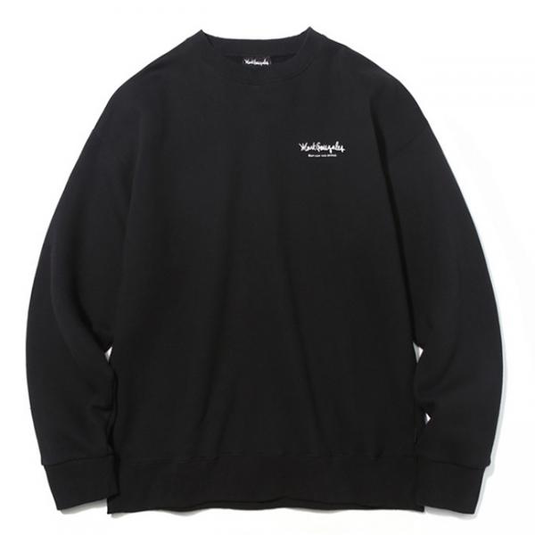 (MG1807CR06) BROKEN SKATEBOARD DRAWING CREWNECK BLACK