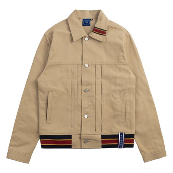[ROMANTIC CROWN] Color Tape Trucker Jacket_beige