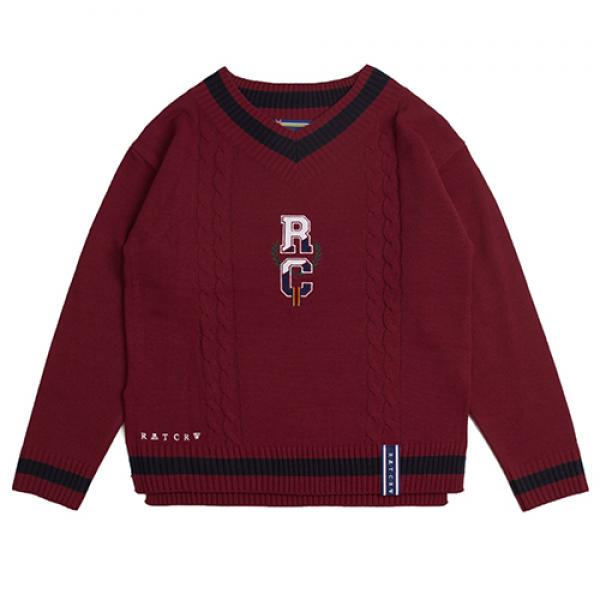 [ROMANTIC CROWN] RC V Neck Knit_burgandy