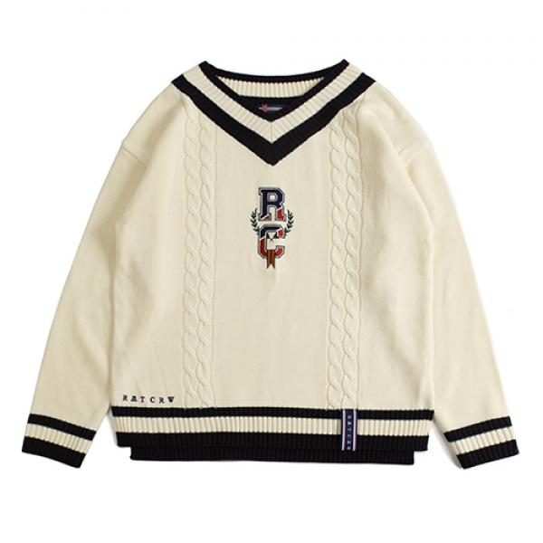 [ROMANTIC CROWN] RC V Neck Knit_oatmeal