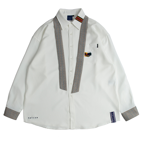 [ROMANTIC CROWN] Cuffs Tie Shirt_white