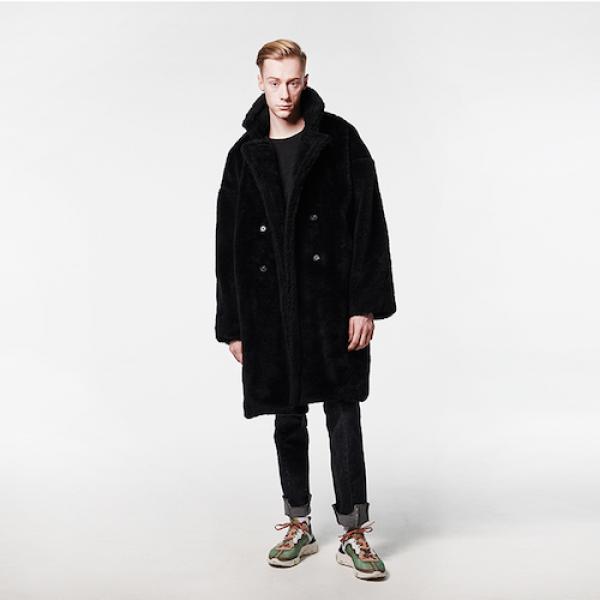 BLACK  FUR LONG COAT