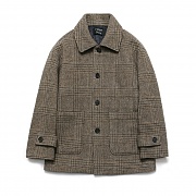(Unisex) Cashmere Blend Glen Half Coat_Check