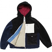 Color-block Heavy Fleece Parka _black