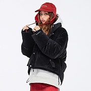 FANCY VELOUR SHORT DOWN JACKET BLACK
