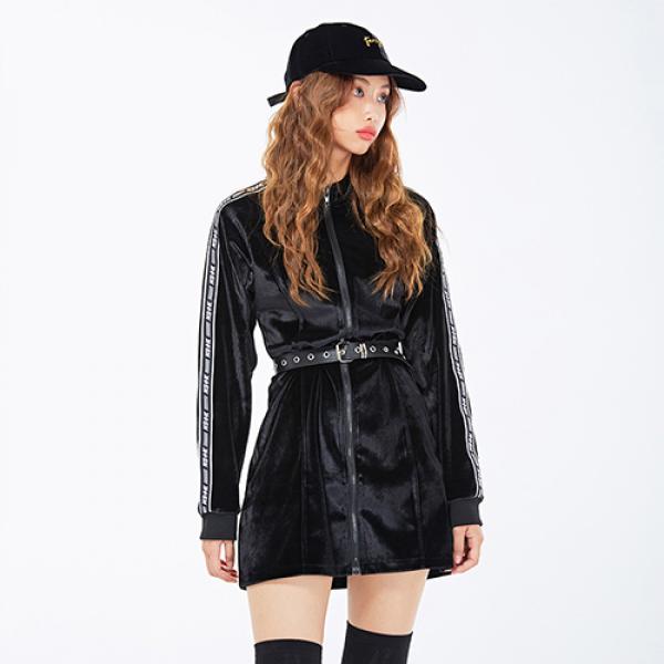 LINE VELVET ONEPIECE BLACK