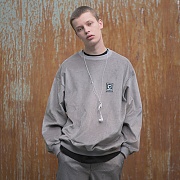 UNISEX CORDUROY PATCH SWEAT SHIRTS GRAY