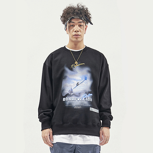 OBSERVATION SWEAT TOP BLACK