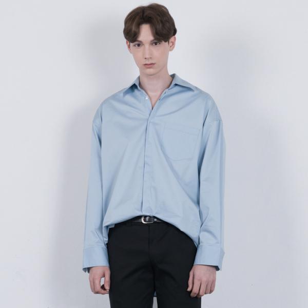 SKY BLUE Wide Shape Long Shirts