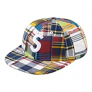 PATCHWORK MADRAS S LOGO 6-PANEL-NAVY PLAID