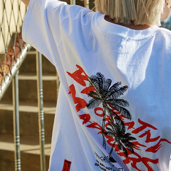 PALM PRINTING T-SHIRTS_WHITE