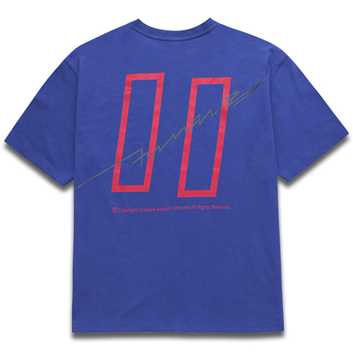 [COVERMENT]Signature Logo Graphic Print Over-Fit T-Shirts_Blue
