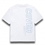 [COVERMENT]Side Vertical Big Logo Print Over-Fit T-Shirts_White(Blue)