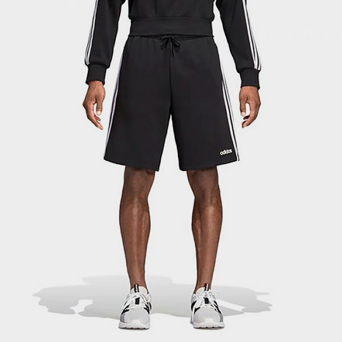 (DQ3071) ESSENTIALS 3-STRIPES FLEECE SHORTS-BLACK