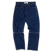Washed Cut-Off Panel Denim_medium blue