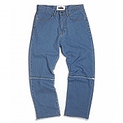 Washed Cut-Off Panel Denim_light blue
