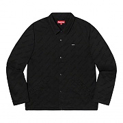 SNAP FRONT JACQUARD LOGOS TWILL JACKET-BLACK