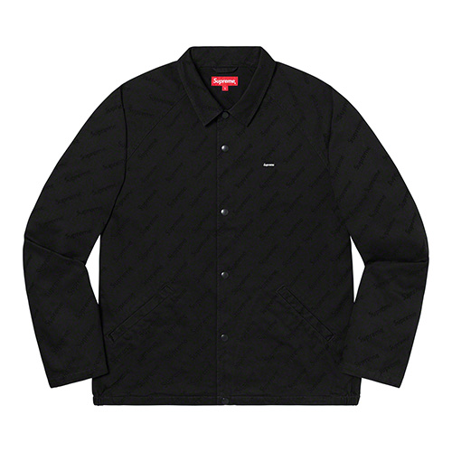 SNAP FRONT JACQUARD LOGOS TWILL JACKET-BLACK