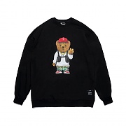 STIGMA V BEAR OVERSIZED HEAVY SWEAT CREWNECK BLACK