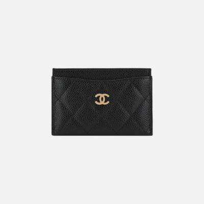 Chanel Classic Card Holder Grained Calfskin & Gold Black
