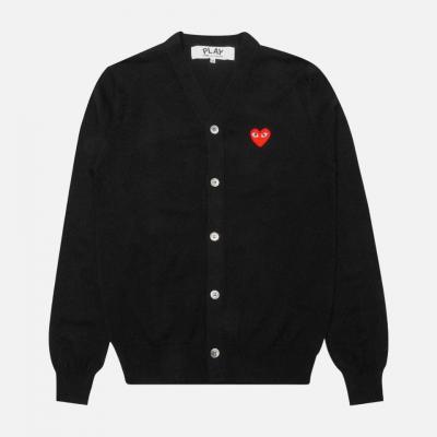 Play Comme des Garcons Knit Red Heart Cardigan Black